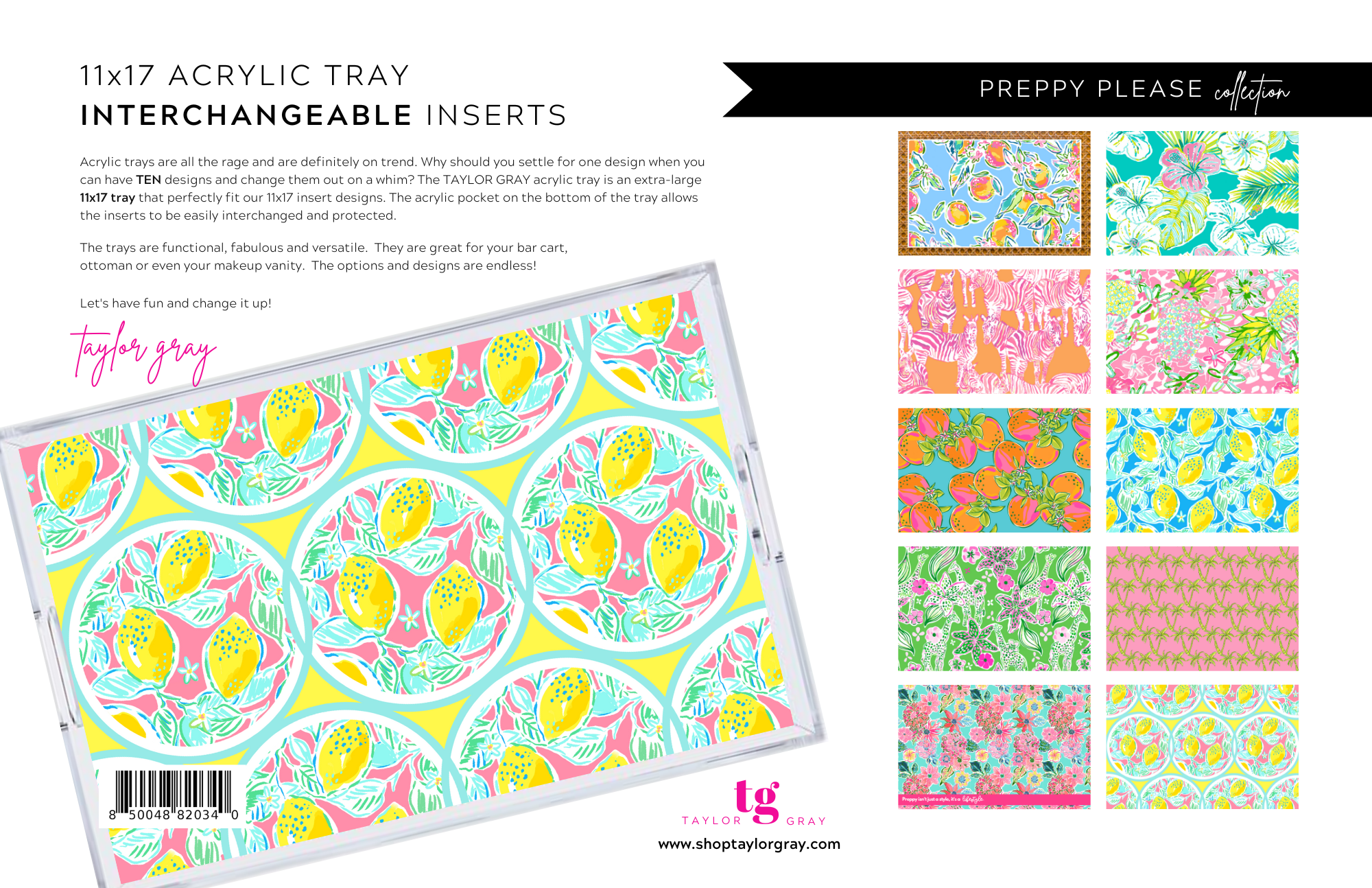 Paper Insert for Acrylic Tray