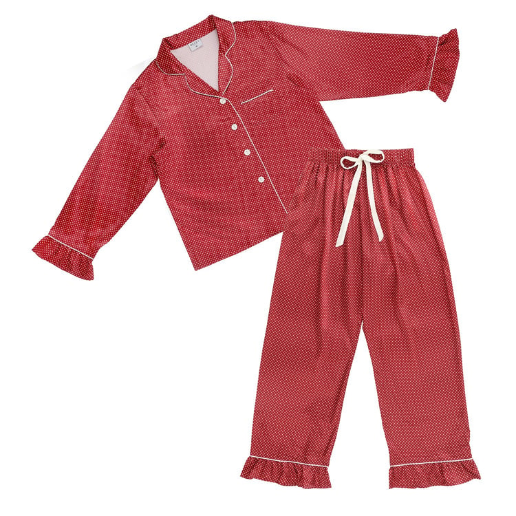 Red W/ White Dot Long Pajamas