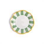 S/4 Green Striped Dinner Plates