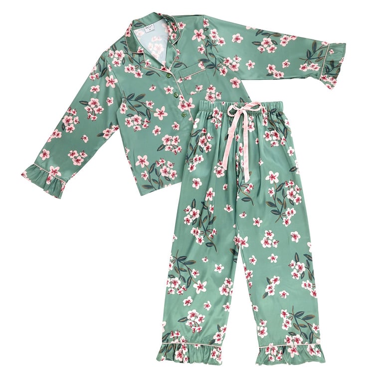 Ruffled Green Long Pajamas