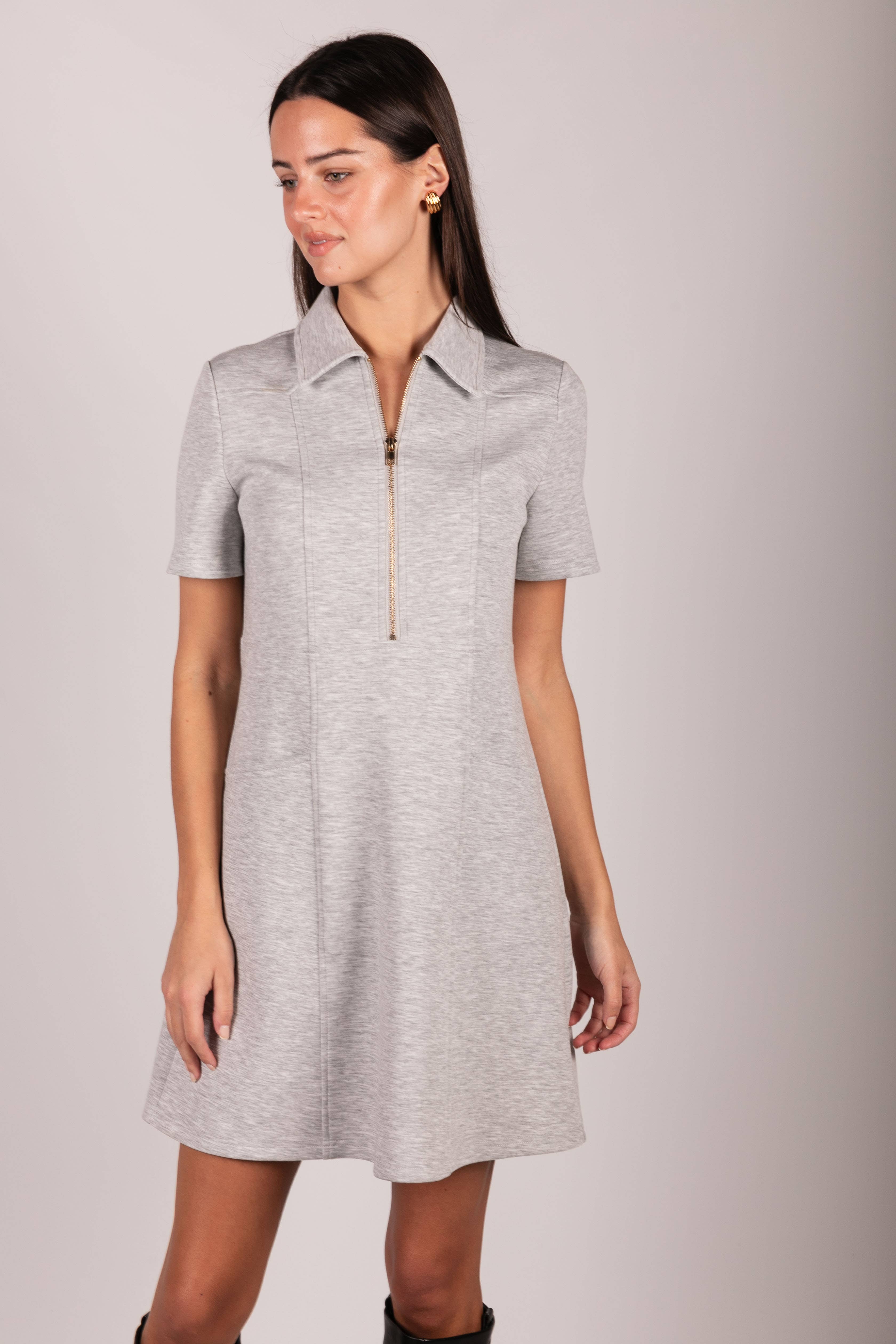 Butter Modal Quarter Zip Short Sleeve Dress