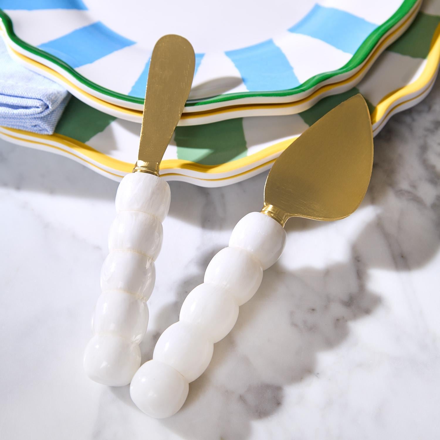 S/2 White Beaded Spreaders