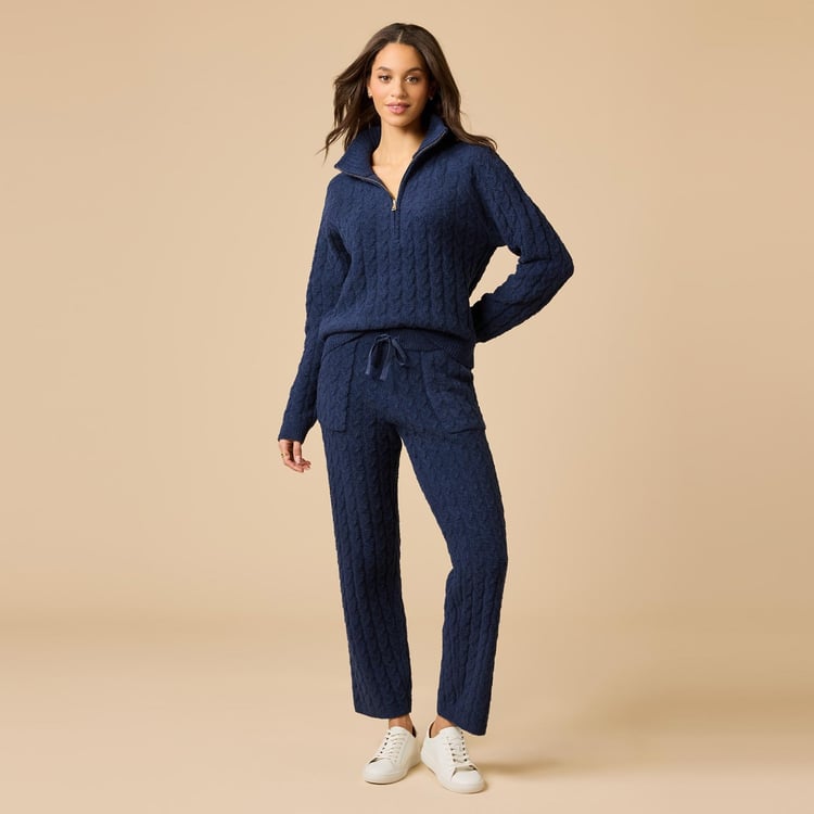 Cable Knit Marshmallow 1/2 Zip W/ Pant