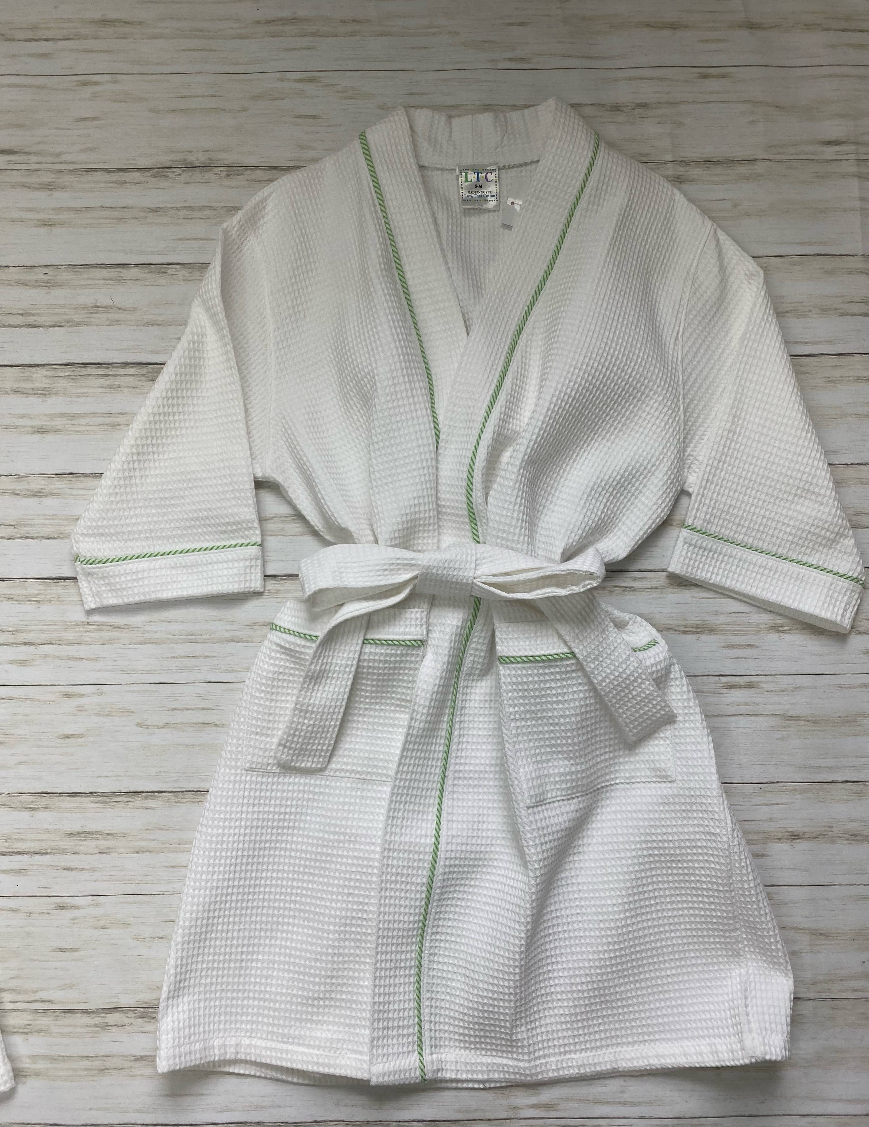 Waffle Robe with Seersucker Piping