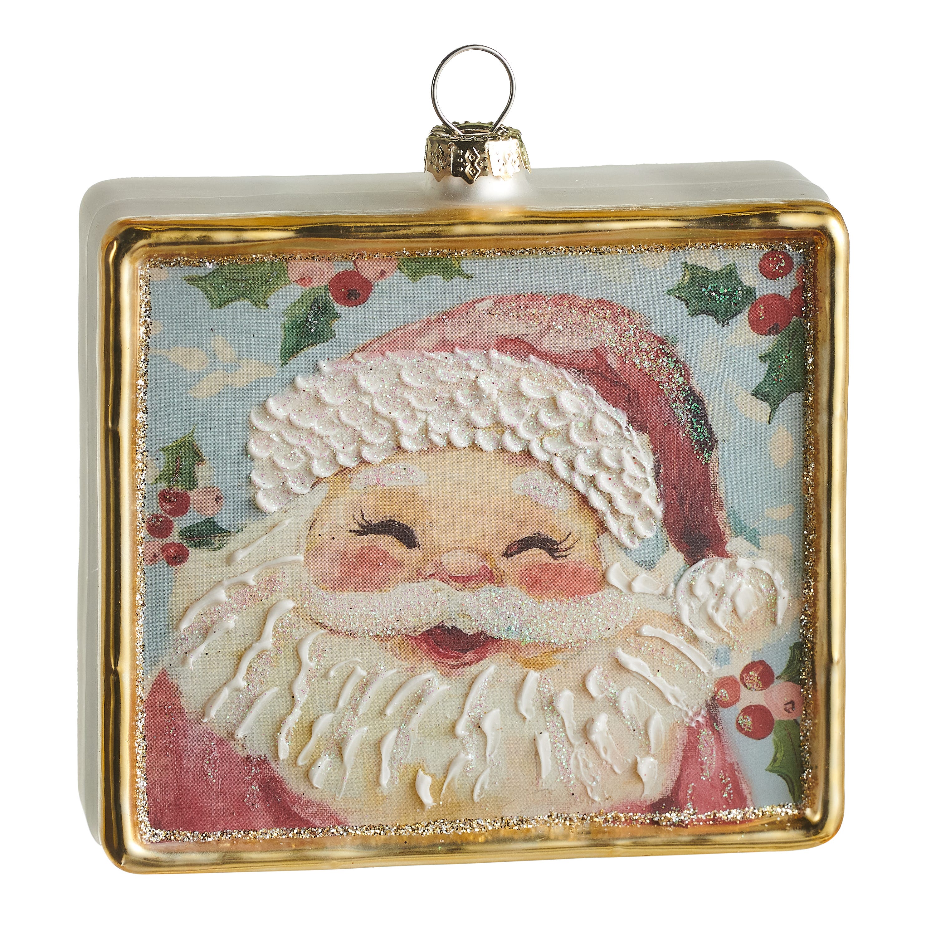 Jolly St. Nick Square Ornament