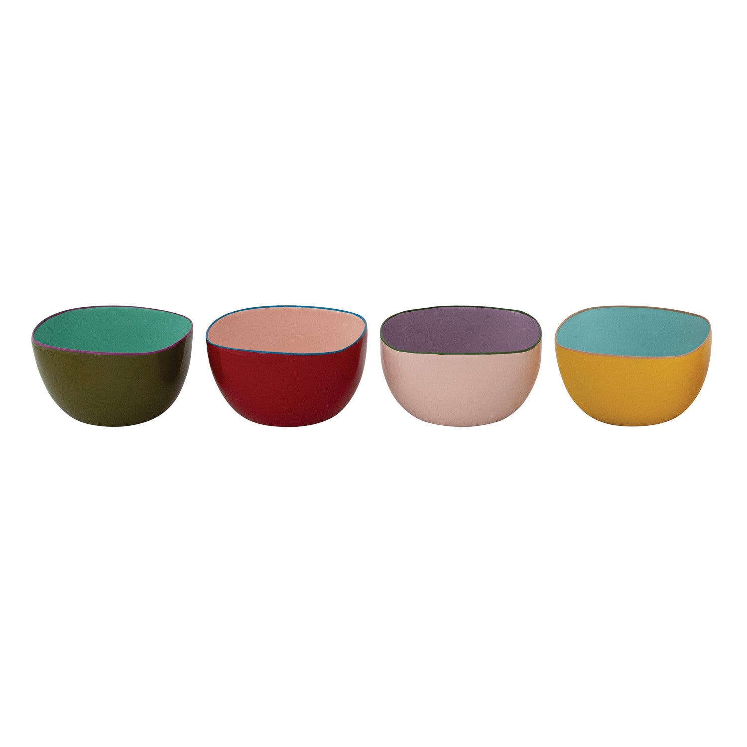 Enameled Stainless Steel Bowl with Colored Edge