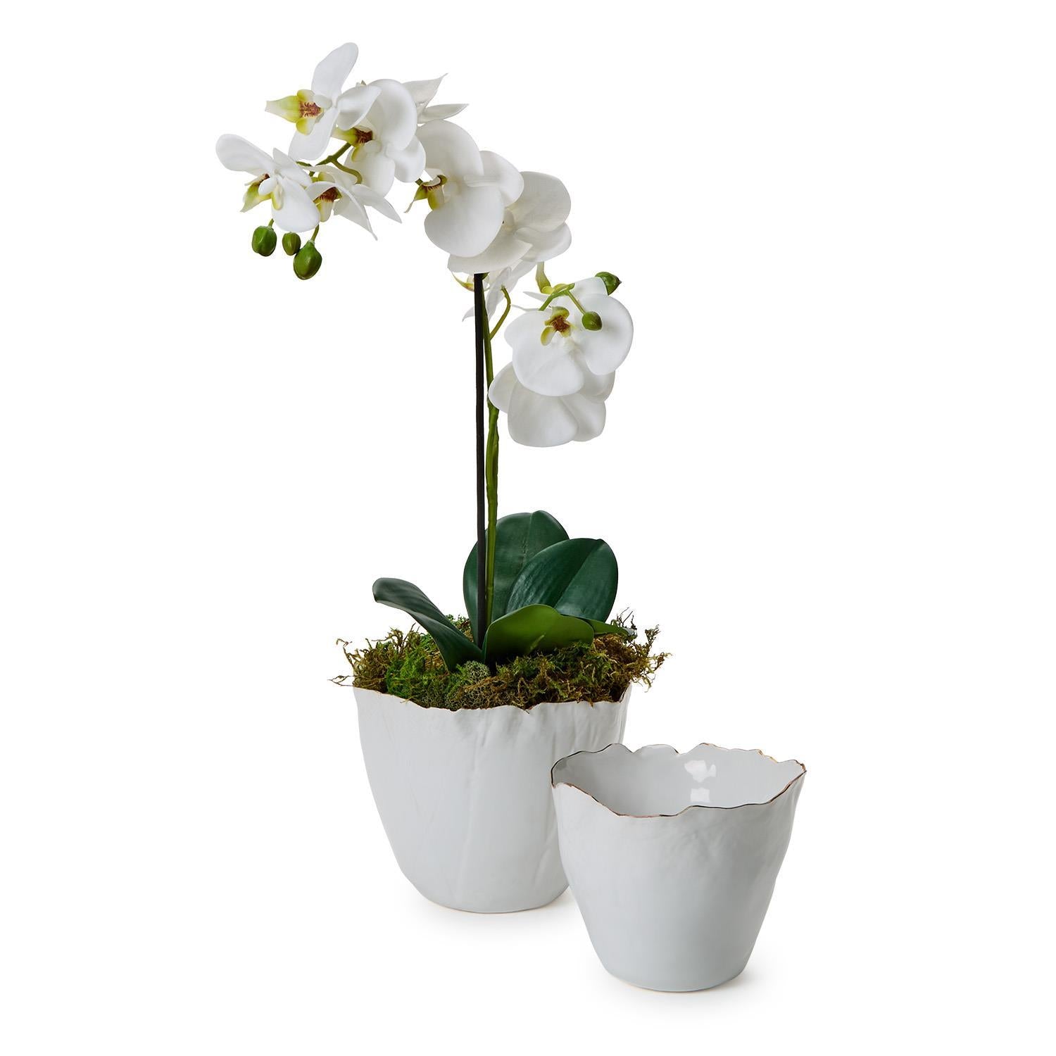 Medium White Free Form Planter