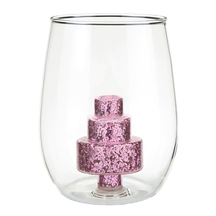 Glitter Cake Wine Glass