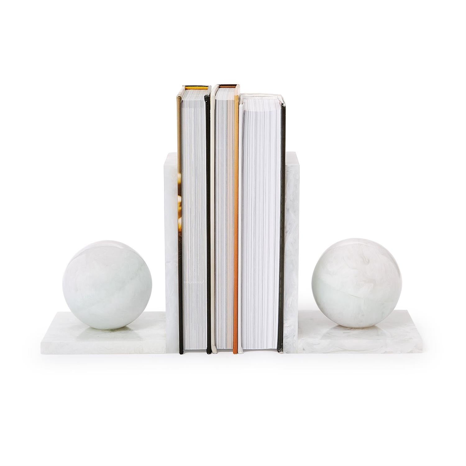 White Marblized Bookends