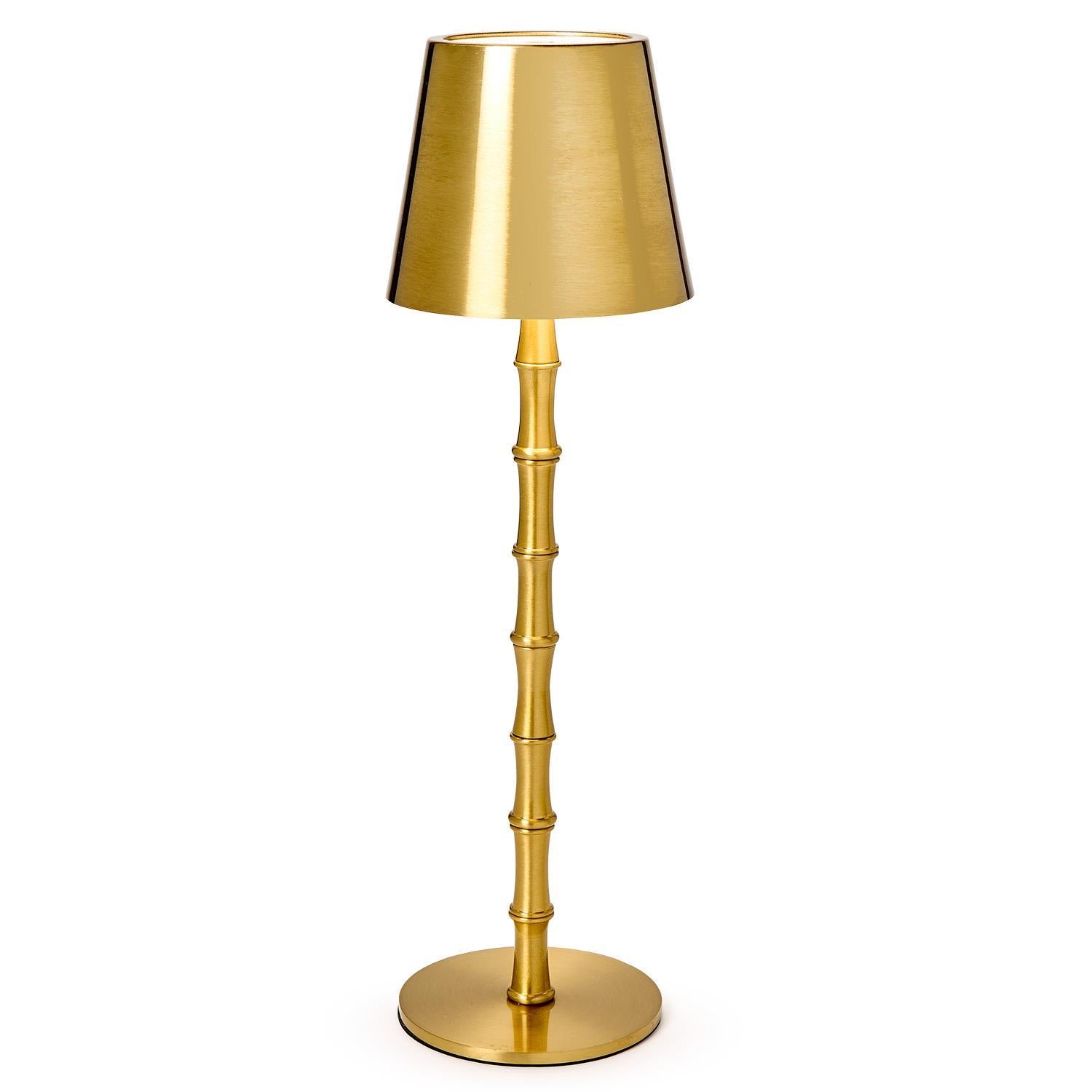 Cordless Gold Bamboo Lamp
