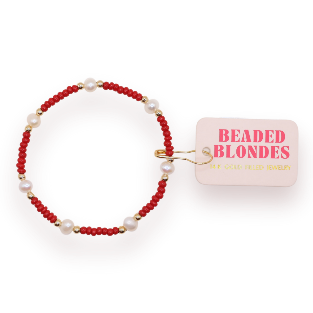 Crimson Red Pearl Bracelet