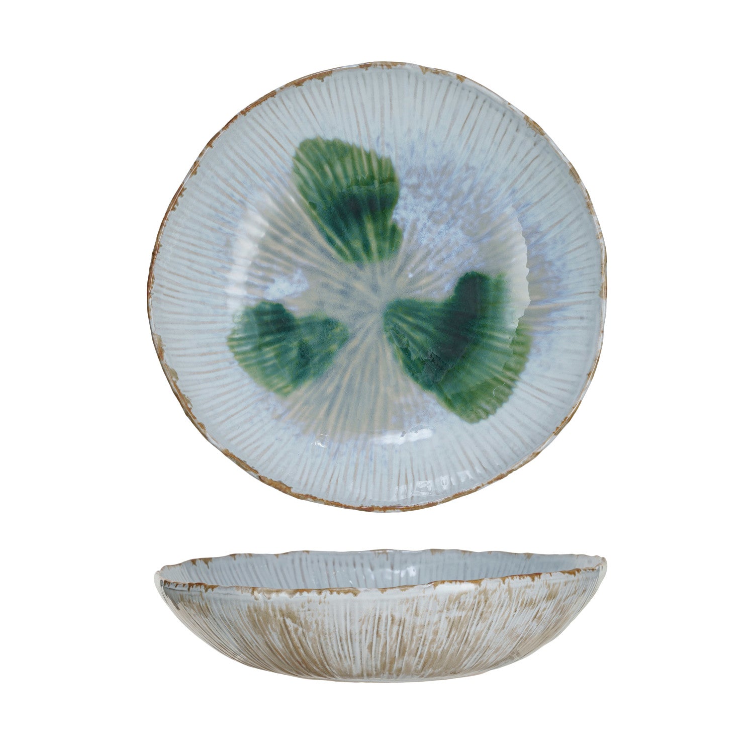Green & White Glazed Bowl