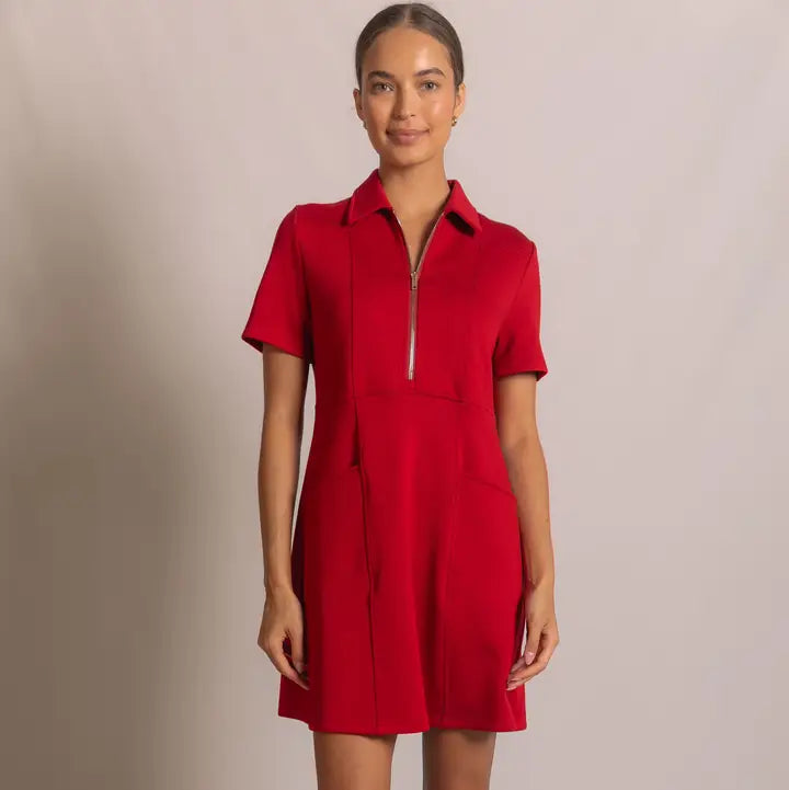 Butter Modal Quarter Zip Short Sleeve Dress