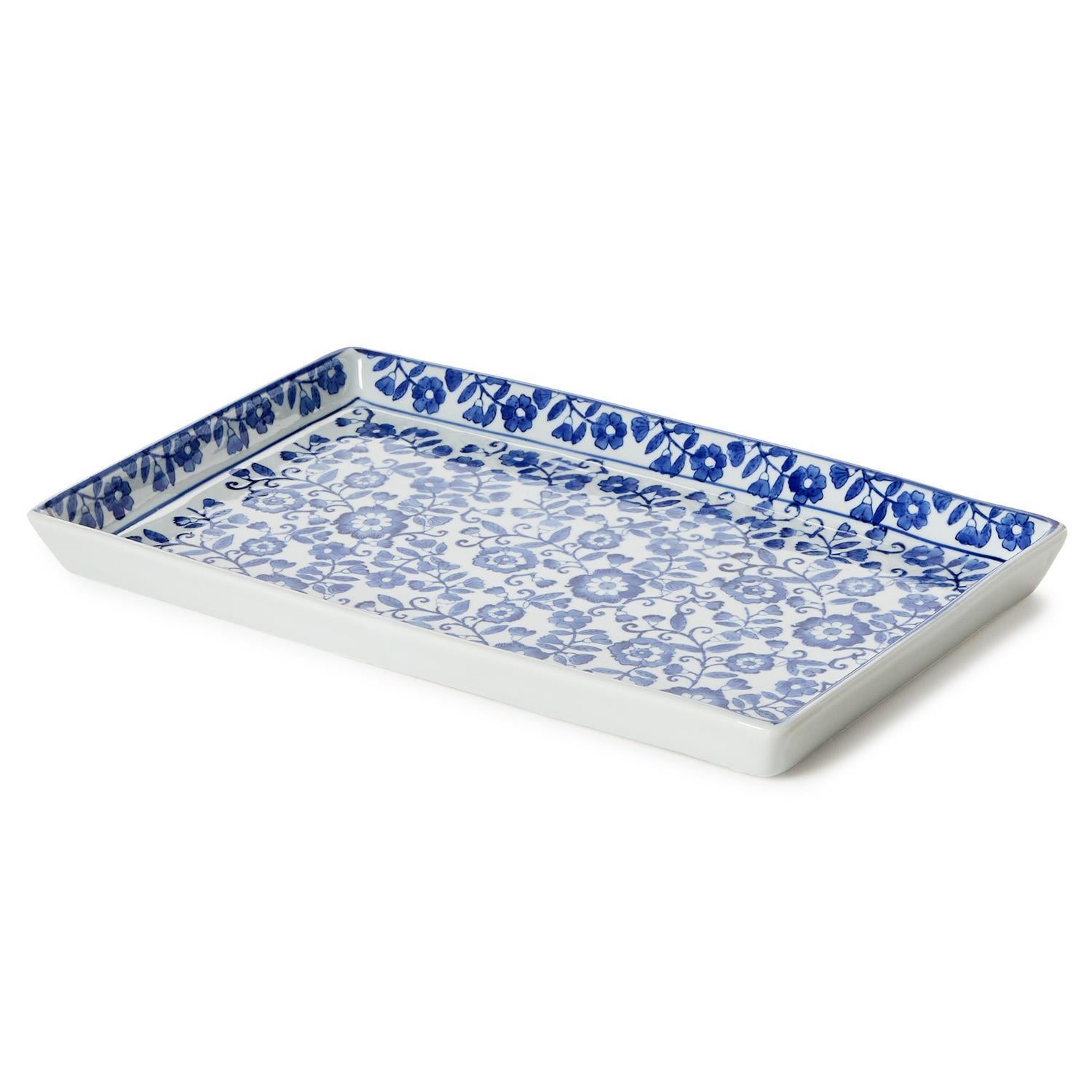 Blue & White Floral Tray