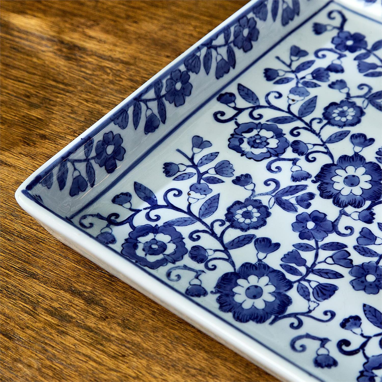 Blue & White Floral Tray
