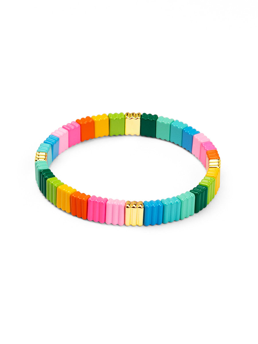 Ribbed Enamel Stretch Bracelet