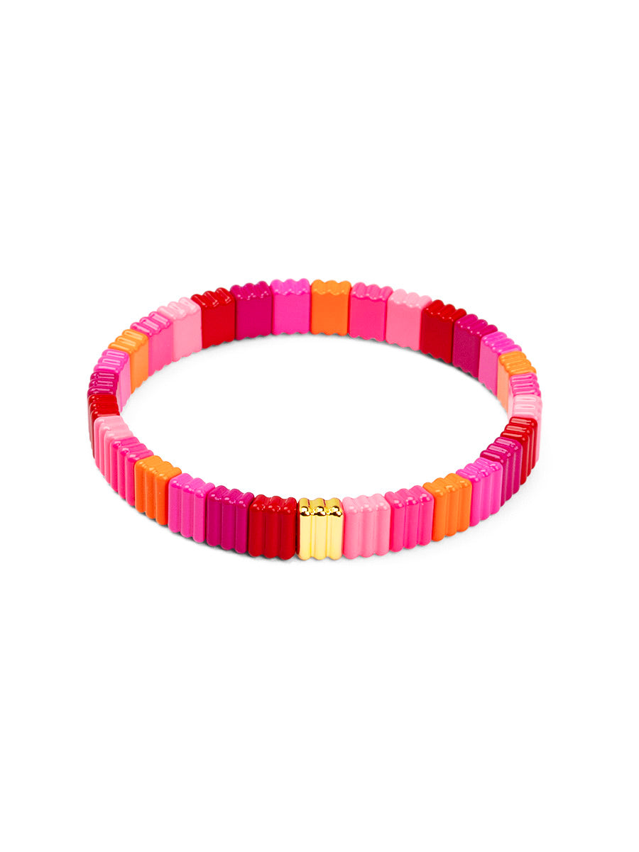 Ribbed Enamel Stretch Bracelet