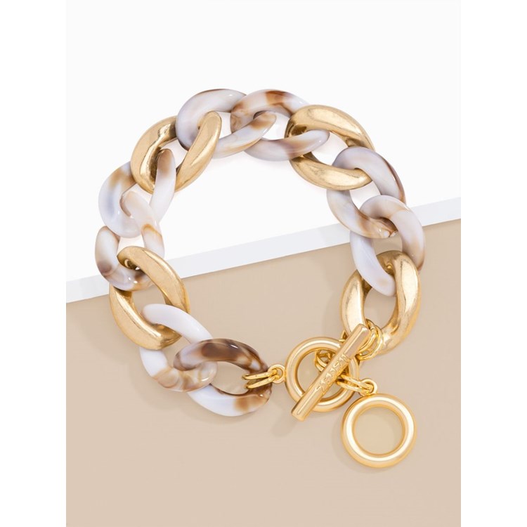 Marbled Beige Mixed Curb Chain Bracelet